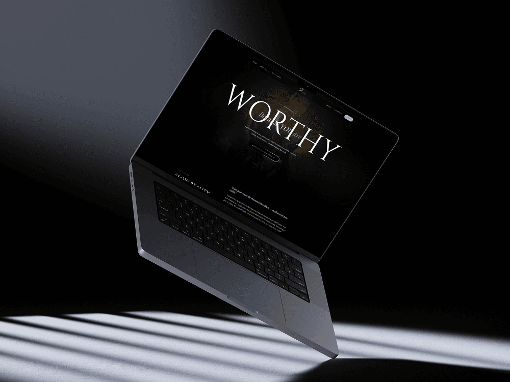 Worthy day spa website shown on a laptop
